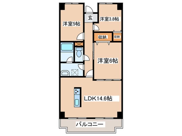 ヒュース一丘 弐番館の物件間取画像